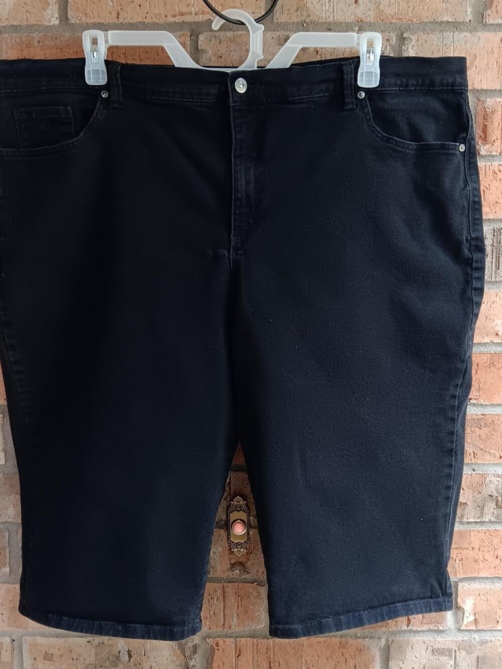 Gloria Vanderbilt Amanda Womens Plus Denim Jean Bemuda Shorts Black Size 24W